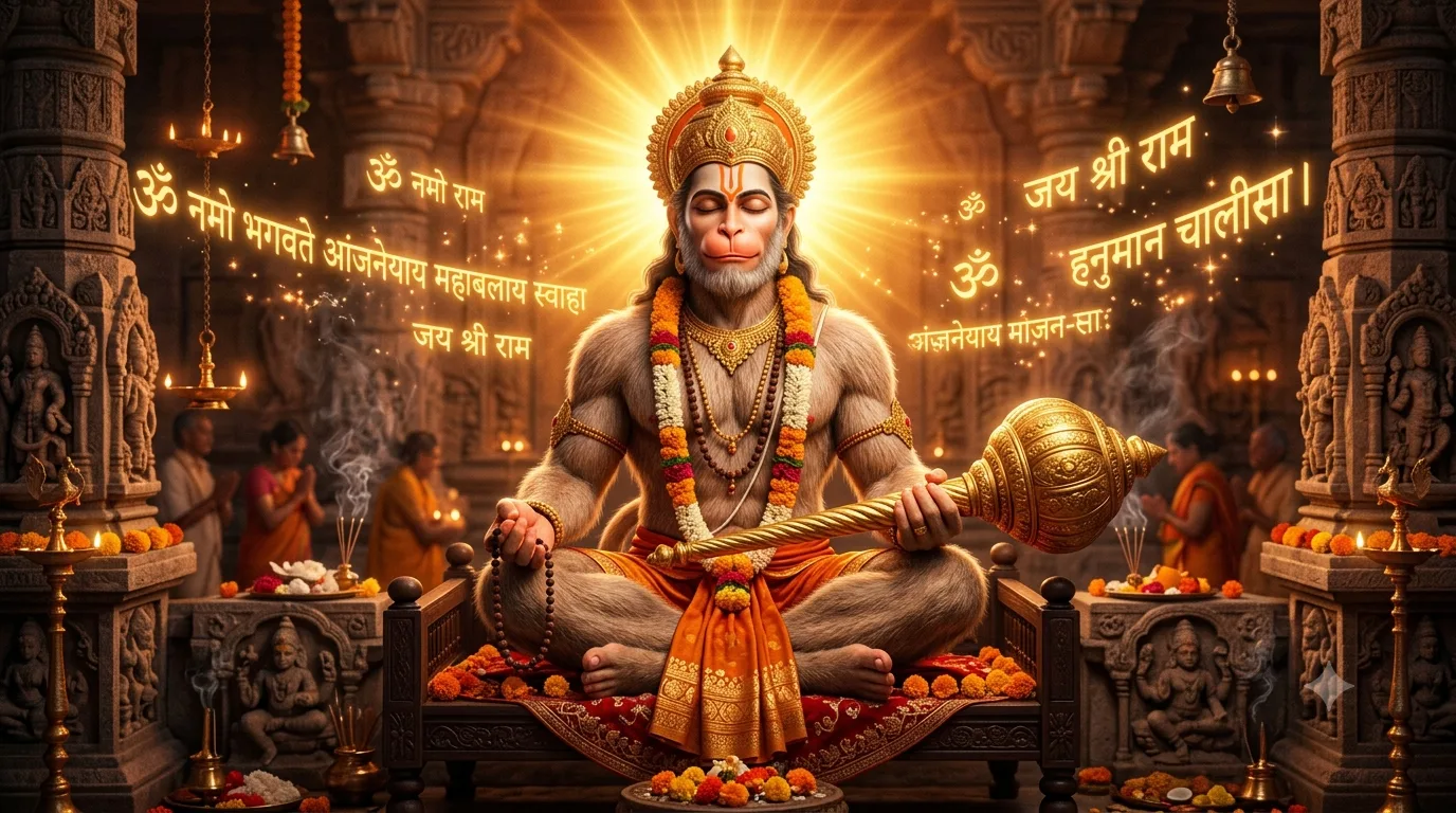 Hanuman Beej Mantra भगवान हनुमान मंत्र जाप करते हुए