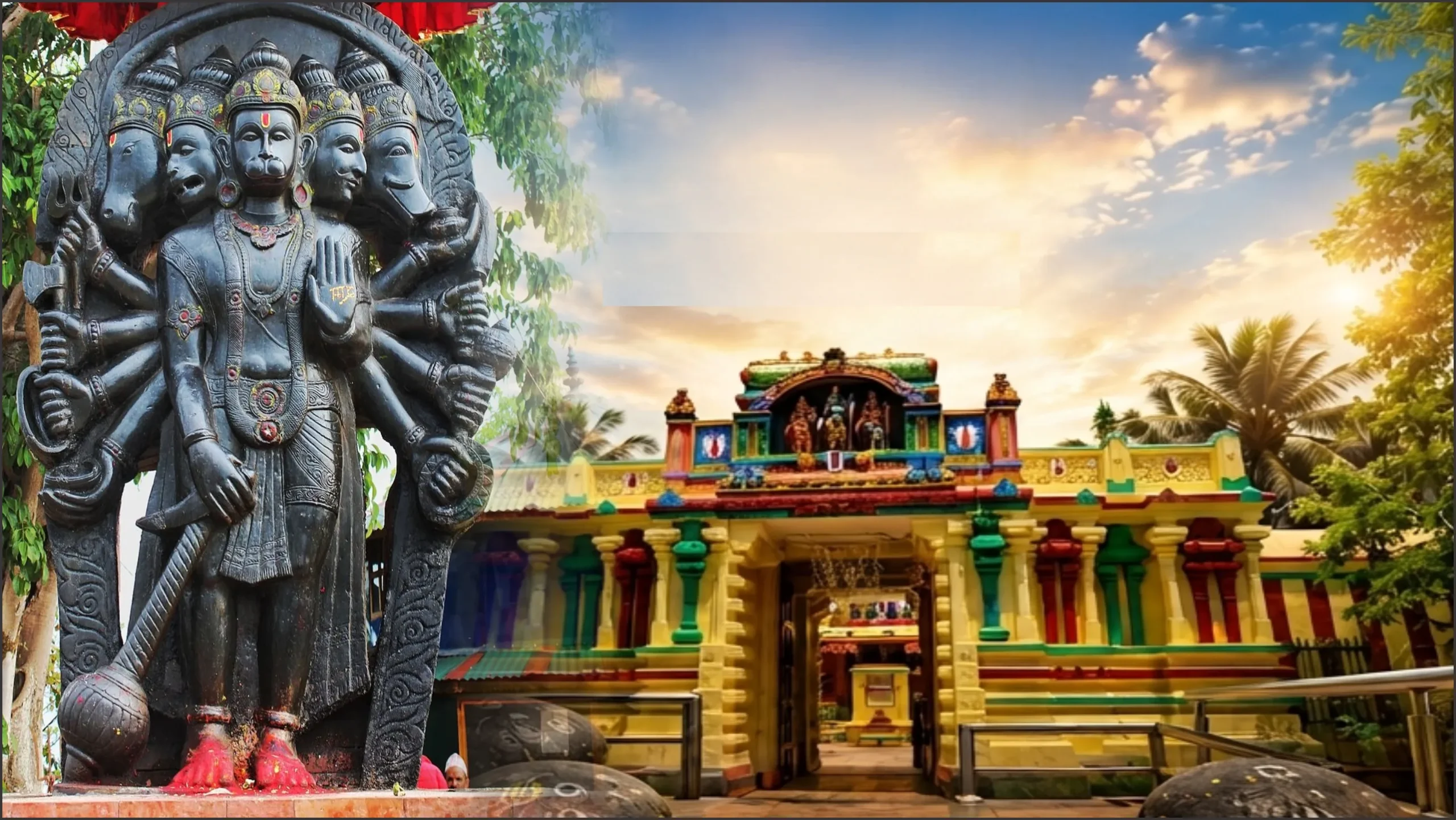 पंचमुखी हनुमान मंदिर रामेश्वरम तमिलनाडु का दिव्य दृश्य