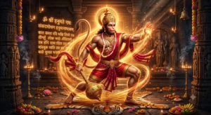 संकटमोचन हनुमानाष्टक पाठ करते हुए भगवान हनुमान जी का दिव्य स्वरूप