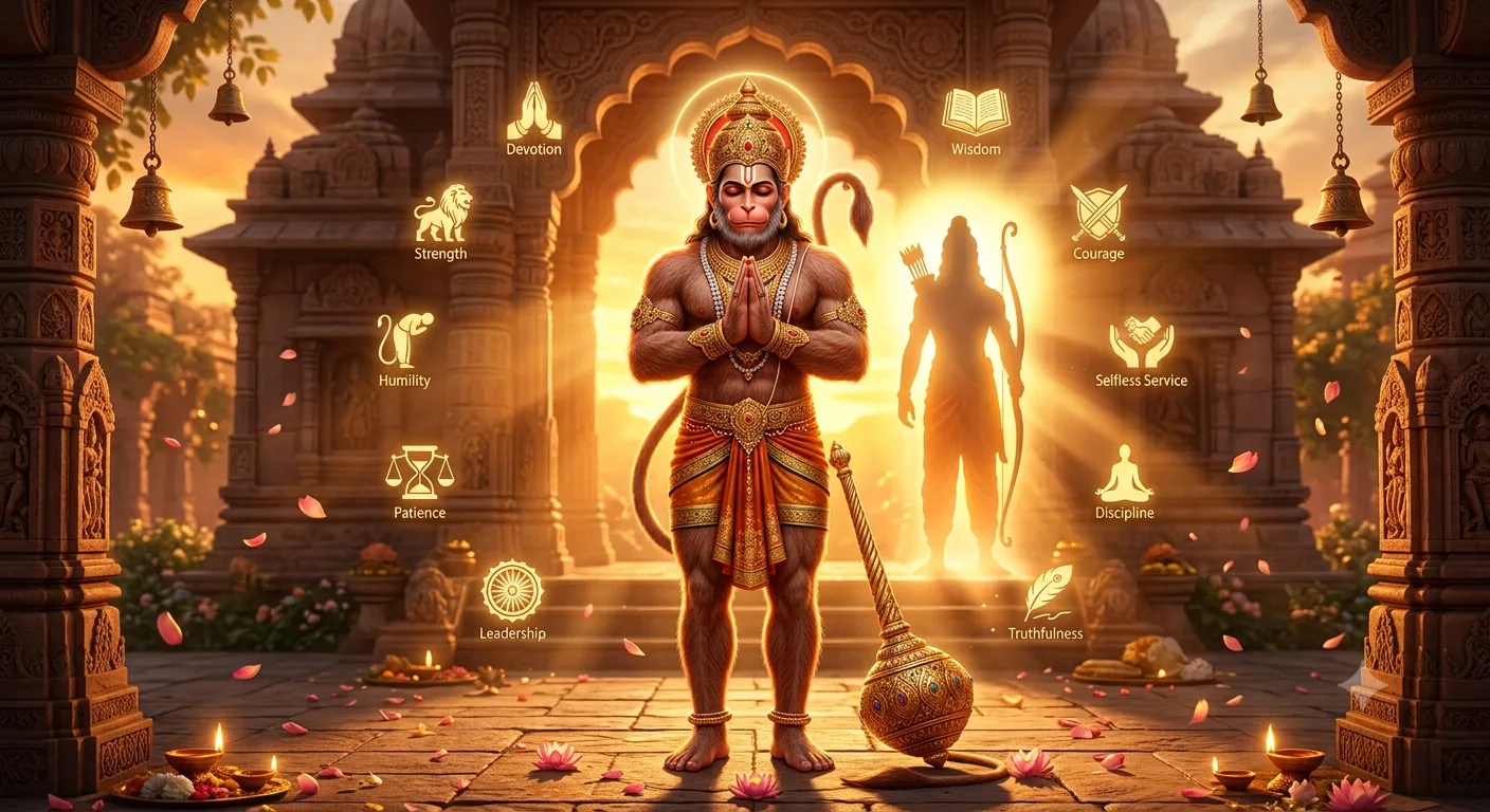 हनुमान जी के प्रमुख गुण – श्रीराम भक्ति, साहस, बुद्धिमत्ता और निस्वार्थ सेवा