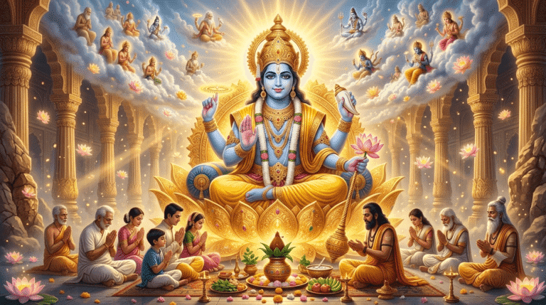 श्री सत्यनारायण व्रत कथा (Shri Satyanarayan Vrat Katha): संपूर्ण कथा, पूजा विधि, नियम, सामग्री, लाभ और महत्व