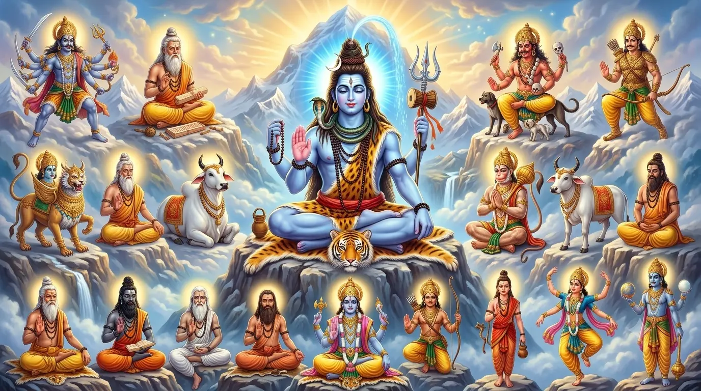 भगवान शिव के 19 दिव्य अवतारों का बैनर