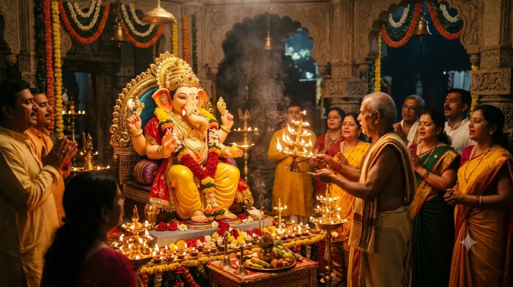 गणपति की सेवा मंगल मेवा आरती का दिव्य गणेश स्वरूप