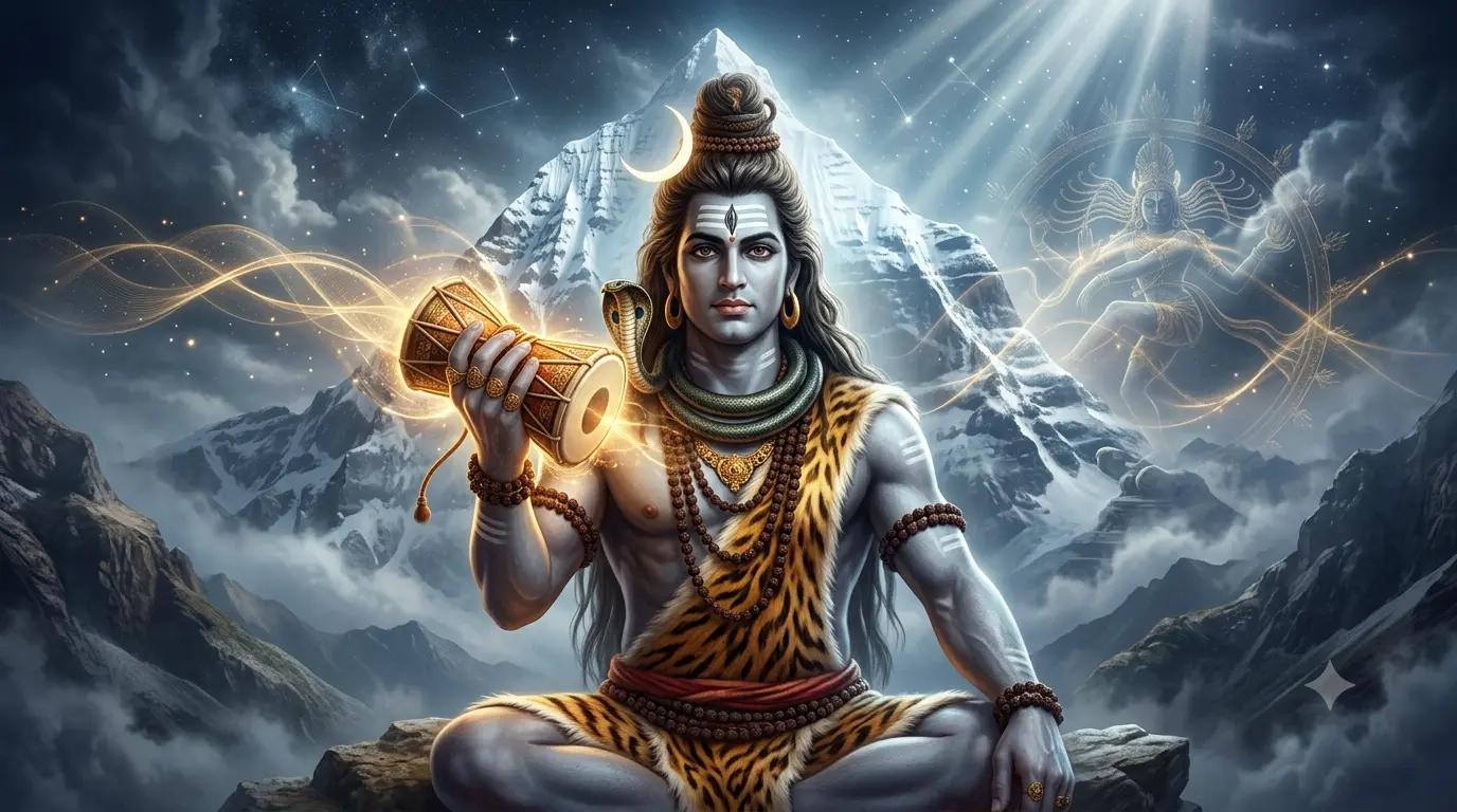 भगवान शिव के हाथ में डमरू और दिव्य नाद का प्रतीक