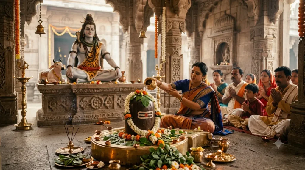 सोमवार व्रत पूजा विधि में भगवान शिव की पूजा और शिवलिंग अभिषेक