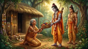 शबरी कथा में श्रीराम और लक्ष्मण का शबरी के आश्रम में आगमन