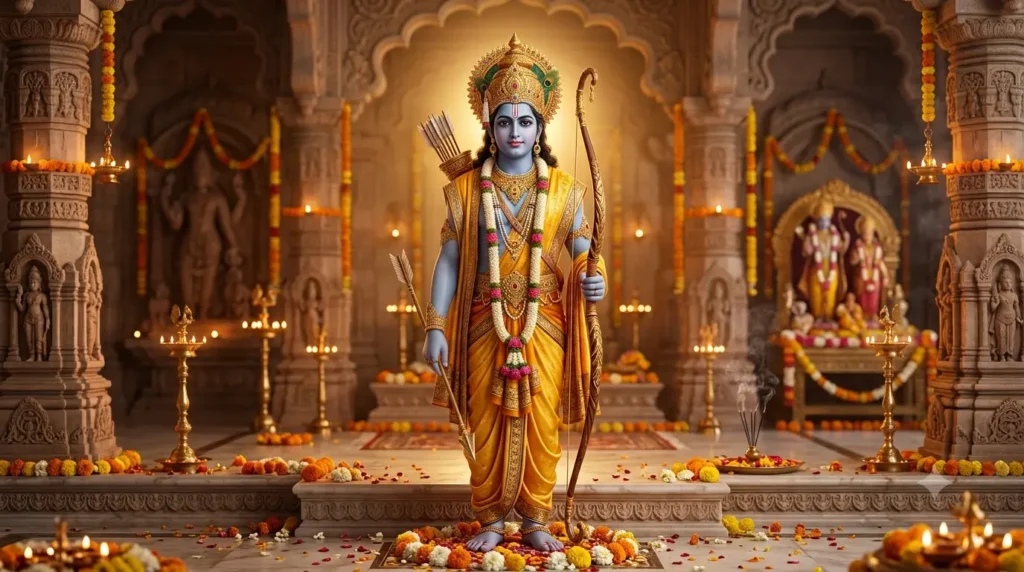 भगवान श्रीराम का धनुष धारण किए हुए दिव्य स्वरूप
