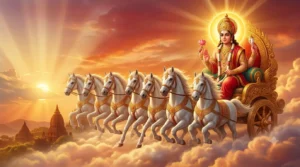 सूर्य देव का स्वर्णिम रथ और सात घोड़े