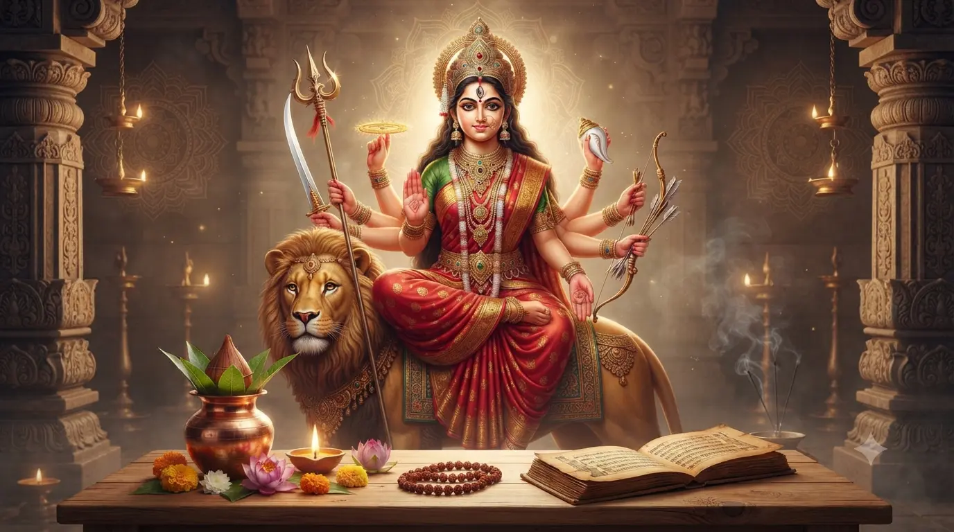 सप्तशतीन्यास में देवी दुर्गा का दिव्य स्वरूप